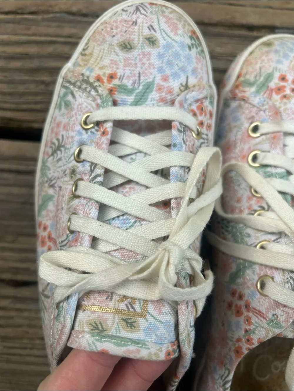 Keds Floral Rifle Paper Canvas Lace-Up Sneakers in Pink, Blue, Green